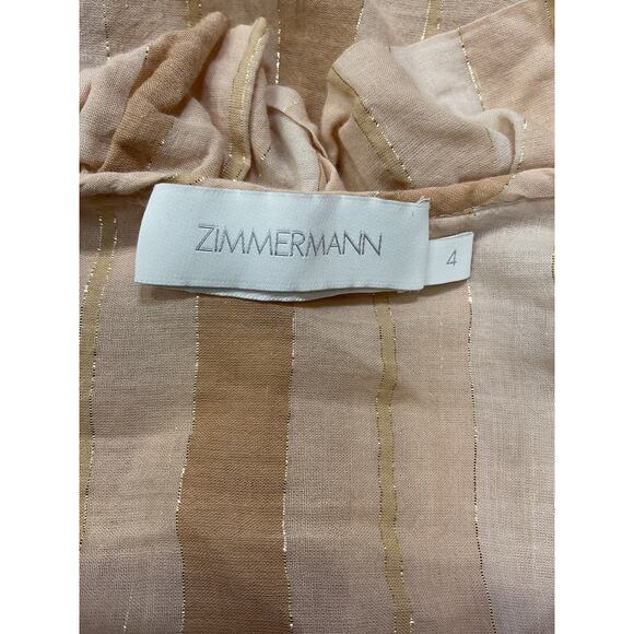 Zimmermann 'Striped' Beige Metallic Cotton-Blend Jacquard Cotton Blend Blouse - Picture 4 of 5